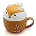 Teagas Cute Funny Fox Ceramic Coffee Mug Cup for Coffee Lovers Animal Lovers Gift