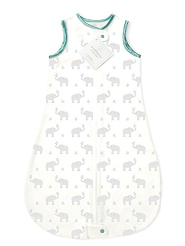 SwaddleDesigns Cotton Sleeping Sack with 2-Way Zipper, Made in USA, Premium Cotton Flannel, Elephant and SeaCrystal Chickies, 3-6MO