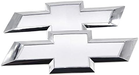 Guzetop Front & Tailgate Bowtie Emblem fit for 2016-2018 Chevy GM Silverado 1500 (Silver)