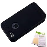 Rubberized Black Snap-on on Black Skin KoolKase Rocker 2 in 1 Hybrid Case Cover For Apple iPhone 5s, Apple iPhone 5 With 2 Screen Protector Films New in Retail Package