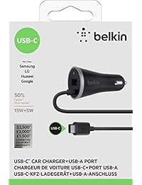 Belkin cargador universal USB-IF para auto, con cable de 6 pies, de 2.1 Amp., 15 W, Negro