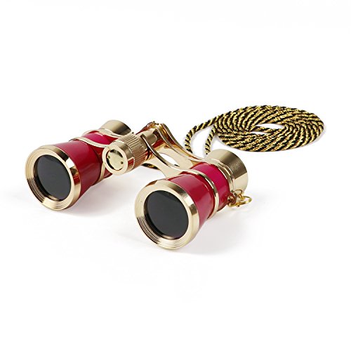 Kingscope 3X25 Vintage Opera Glasses Binoculars for Theater Musical Concert (Fuchsia, with Chain) - Thumbnail 4