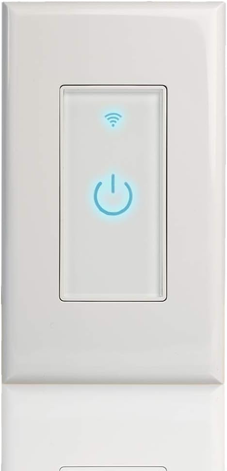 Smart Wi-Fi Light Switch, Works with Alexa, Google Home Compatible, iOS Android Smartphone Wireless Control, No Hub Required, Timer Schedule, Switch On Off (White)