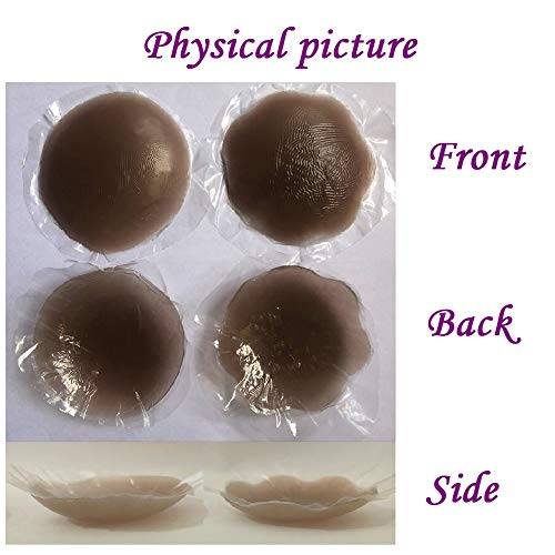 Nipple Covers Brown Dark Skin Tone Breast Petals Invisible Bra Reusable Adhesive Silicone Pasties 2 Pairs - Thumbnail 4