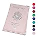 Pakala66 PU Leather Passport Cover with Sliver USA Logo Printed for Travel (Pink)