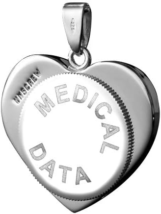 Infomedic Stainless Steel Pendant - Heart Shape (inc. Chain), silver, 26.3mm (W) x 24mm (H) - Image 3