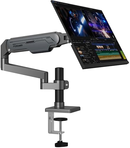 Fydeamer PC Monitor Arm for 17-32 inch Screens, Gas Spring Height Adjustable Desk Mount, Full Motion Swivel Tilt Rotation, VESA 75x75/100x100, 2-9kg Load Capacity, Gunmetal Grey
