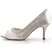 ElegantPark Women Peep Toe Beading High Heel Satin Wedding Bridal Dress Shoes