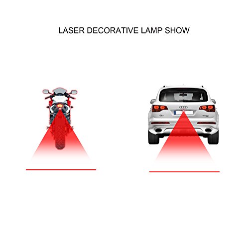 LEADTOPS Anti Collision Rear-end Car Laser Tail Fog Light Auto Brake Parking Lamp Rearing Warning Light Motorcycle Double Heads Grid and Straight Line