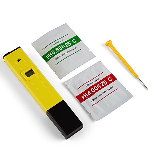 ANTFEES Handheld pH Pen Tester Digital 0.1 pH High Accuracy Pocket Size pH Meter 0-14 pH Measurement Range (Yellow)