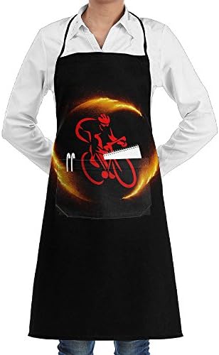 Cyclist Bicycle Cycle Biker Cycler Cooking Kitchen Aprons With Pockets Bib Apron For Cooking, Baking, Crafting, Gardening, BBQ