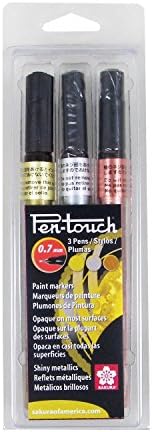 Sakura 3-Color/set Extra Fine Pentouch Paint Marker 0.7mm Assorted Color Gold, Silver and Copper