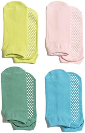 LIBRUONE Yoga Socks Non Slip Skid Pilates Barre Ballet 4 Pack Socks with Grips Cotton for Women