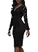 Domy Women's Formal Bodycon Dress Floral Lace Panel Ruched Sheath Dress (S, Black)