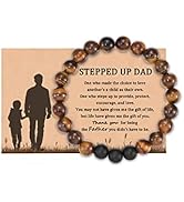 HGDEER Father Day Gifts, 8mm Natural Tiger Eye/Lava/Rock Stone Yoga Mens Bracelet for Dad Stepdad...