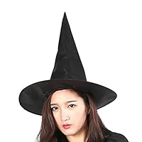 Cue Tee Store Halloween Witch Hat Sorcerer Hat Pure Black Spire Hat Oxford Hat Costume Accessory
