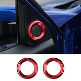 Thenice for 10th Gen Civic Door Audio Speaker Rings, Anodized Aluminum A-Pillar Loudspeaker Decorations Circle Trims for Honda Civic 2016 2017 2018 2019 -Red