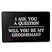 Vanfeis Stainless Steel Funny Junior Groomsmen Proposal Gifts Cards, The Black MAN CARD Wedding Invitations with Envelopes, Rustic Bridal Party Favors Invites Card - Will You Be My Groomsman