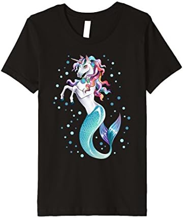 Kids Unicorn Mermaid Mermicorn T Shirt Cute Gifts for Girls kids 10 Black