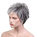 Emmor Short Grey Synthetic Wigs for Women Pixie Cut Wig Natural Realistic Daily Use Hair, Mix Black & White Fiber