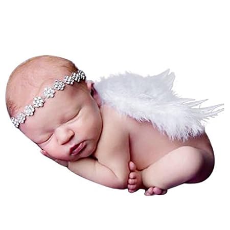 DDOQ Engelsflügel Baby Engel Flügel Fee Flügel Kostüm Foto Requisite Amor Anzüge (weiß)