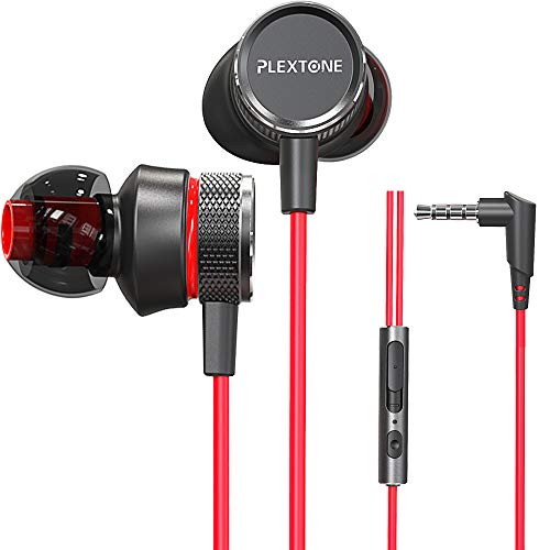 Gaming Earphones,Pasuwisma Earbuds Wired Stereo Bass in-Ear Headphones E-Sport Noise Cancelling Compatible with Mic, HiFi with Extension Cable and Adapter for PC, Laptop and Cellphones. (red)