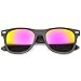 zeroUV Flat Matte Reflective Mirror Color Lens Large Horn Rimmed Style Sunglasses - UV400 (Classic | Black/Magenta)