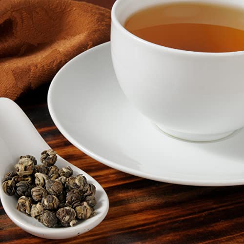 Yan Hou Tang Jasmine Pearls Green Tea Chinese Loose Leaf Dragon Ball Heabal Flower 100g 3.56oz - Aroma Resealable Pack Pouch