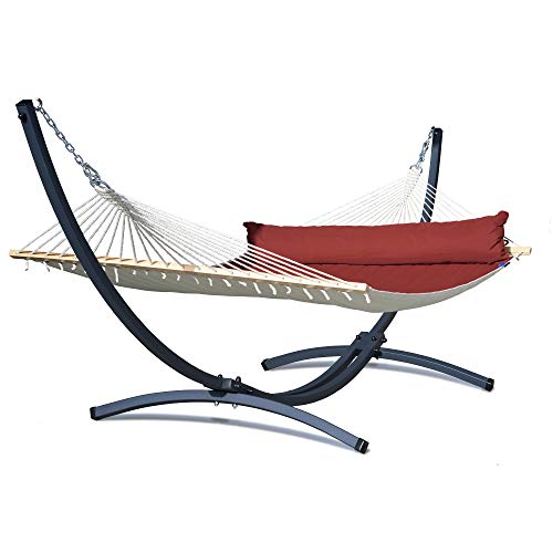 Potenza Verzinkter Gestell Outdoor Hängematte Panama mit Gestell für 2 Personen Baumwolle Stabhängematte XXL 210x140…