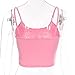 F_topbu Women Tank Crop Tops Teen Girls Letter Print Sleeveless Blouse Solid Halter Cami Shirt Camisoles Pink