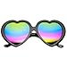 zeroUV Womens Oversized Rainbow Color Mirror Lens Heart Shape Sunglasses (Black Rainbow)