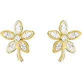 18g Crystal Flower Cartilage Stud Earrings for Women 925 Sterling Silver Hypoallergeic CZ Diamond Daisy Floral Leaf Studs Tragus Percing Post Earring Dainty Wedding Holiday Jewelry Gifts