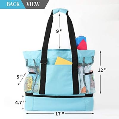 Sheye&Yelin Beach Bag with Insulated Cooler- Many Pockets Durable Sandproof Mesh Tote Bag for Women 41D4K3q9ybL