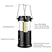 Portable LED Camping Lantern with 6 AAA Batteries, Elekin Hurricane Lantern COB Flashlight Survival Light, Collapsible Outdoor light for Emergency, Storm, Power Outage(Black,2 PACK)