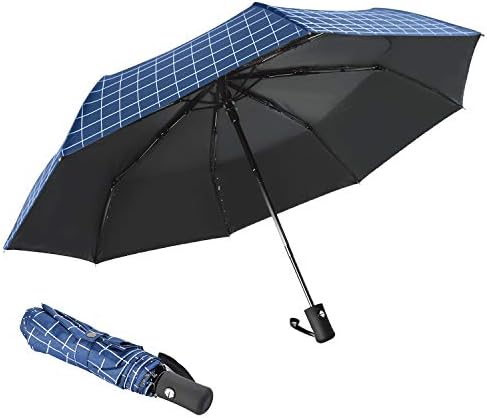 Cynthia Compact Fast Drying Travel Folding Umbrella - with Reinforced 8 Ribs Windproof Frame, Auto Open/Close, Pocket Umbrella Double Layer Sunblock UV Protection UPF 50 + Rain Resistant