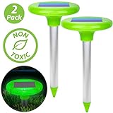Livin' Well LED Solar Mole Repellent Stakes - 2pk Ultrasonic Solar Powered Rodent Repeller Yard Spikes, Mole Control to Get Rid of Moles, Voles and Gophers