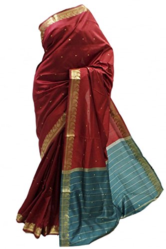 ASB3398 Maroon and Sea Green Art Silk Saree