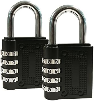 Combination Lock 4 Digit Padlock for School Employee Gym Sports Locker Case Toolbox Fence Cabinet Storage 2 Pack