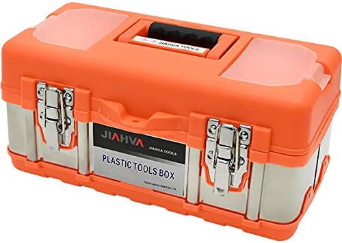 Amazon ツールボックス ステンレス プラスチック ハイブリッド 工具箱 パーツケース 収納ボックス オレンジ シルバー 道具箱 インナートレー 付 ツールボックス