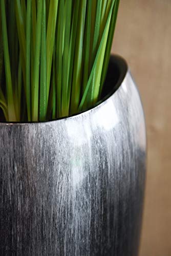 VIVANNO Pflanzkübel Pflanzgefäß Vase Kübel exklusiv Deluxe Schwarz, Silber Hochglanz – Bild 4