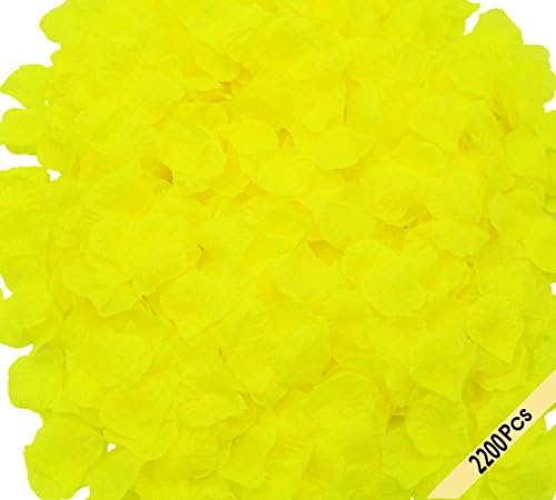 SMILE PARTY 2200 PCS Silk Rose Petals Wedding Flower Decoration (Yellow)