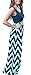 Demetory Women`S Boho Sleeveless Chevron Striped Maxi Dress (Medium, Navy)