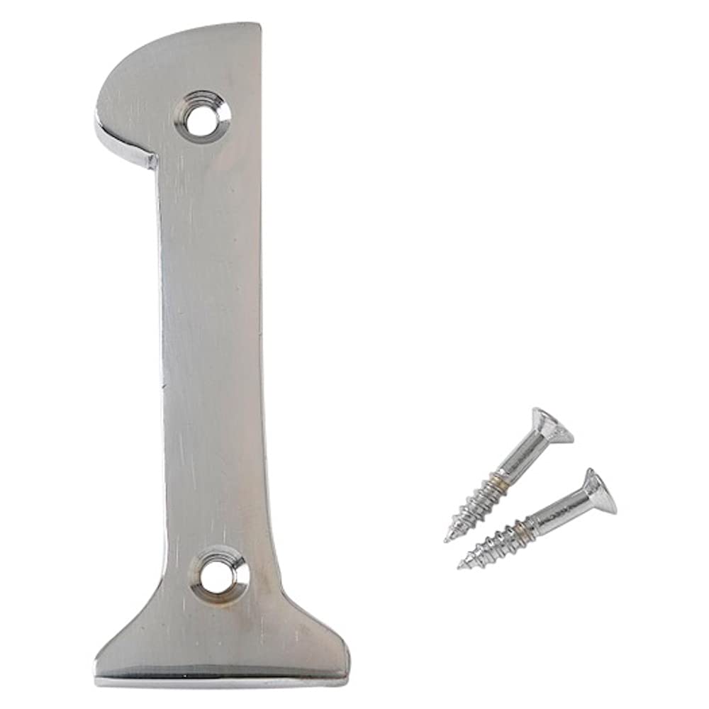 Merriway BH03000 Numeral, 50mm (2 inch) - No. 1, Polished Chrome