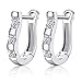 Hithop Women's Jewelry Silver-plated Rhinestones Earrings Pierced Ear Studs Harp Shape Gift