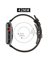 EloBeth iWatch Correa de piel de 1.732 in 1.575 in correa de piel auténtica diseñada con hebilla de mariposa de metal de repuesto para las pulseras compatibles con Apple Watch Series 4 3 2 1