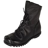 Mordenmiss Women's Side Zipper Leather Ankle Toe Cap Boot