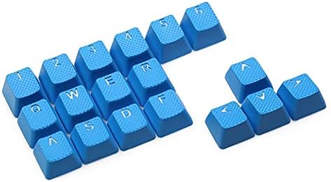 Rubber Gaming Keycap Set Rubberized Doubleshot Keycaps Cherry MX Compatible OEM Profile Shine-Through Set of 18 keycaps (Sky Blue)