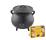 Cast Iron Cauldron with Lid and Carry Handle for
