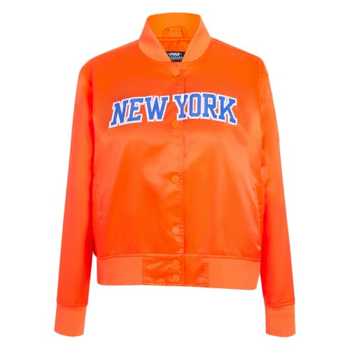 Pro Standard Womens NBA New York Knicks Classic Chenille Satin Jacket Orange L