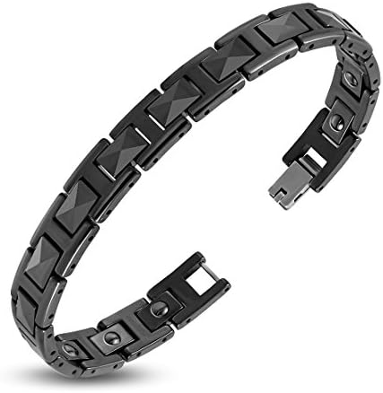 Black Ceramic Panther Link Magnetic Bracelet 9mm Length: 7.2"